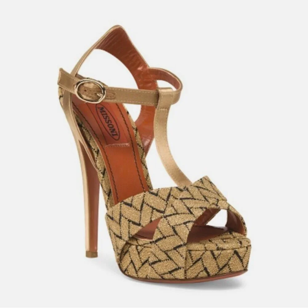 Missoni Chevron Open Toe Platform Heels